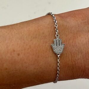 Pandora Sterling Silver Hamsa Hand Pendant Chain Bracelet